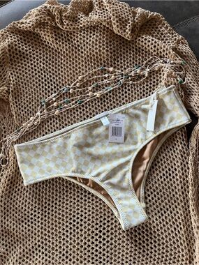 Pale Yellow Checkerboard Bikini Bottom